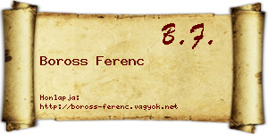 Boross Ferenc névjegykártya